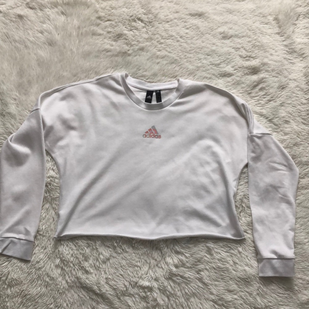 Adidas white crop sweatshirt